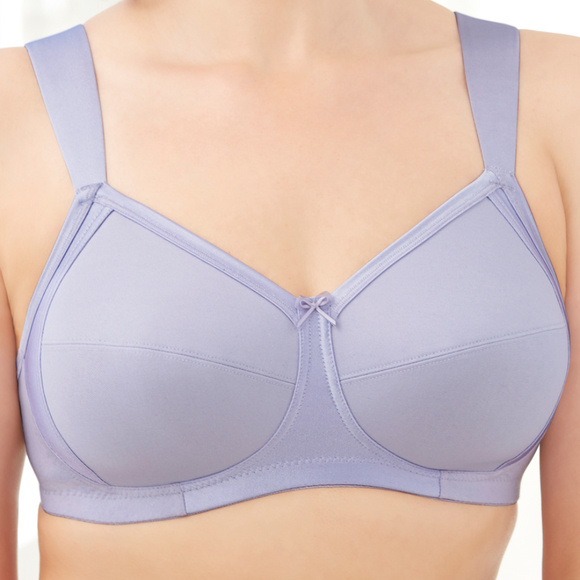 Glamorise 42C Bra ~Seamless-X-WIDE-Straps~ (Side Support Too!) 35% Cotton Purple - Picture 8 of 15